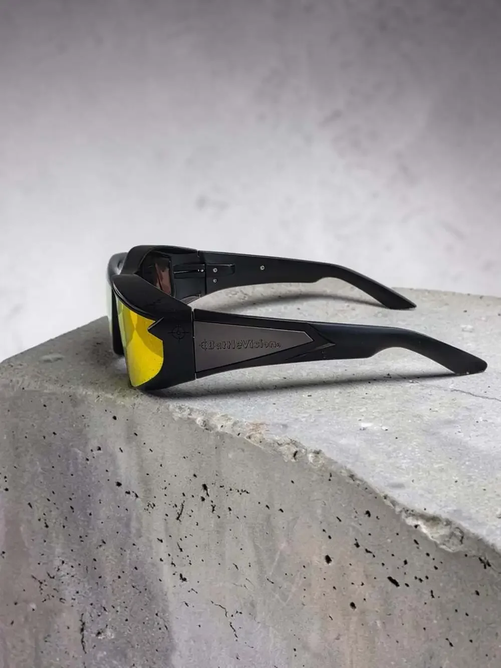 BattleVision HD Wrap-Around Polarized Sunglasses with Amber Tint Lenses